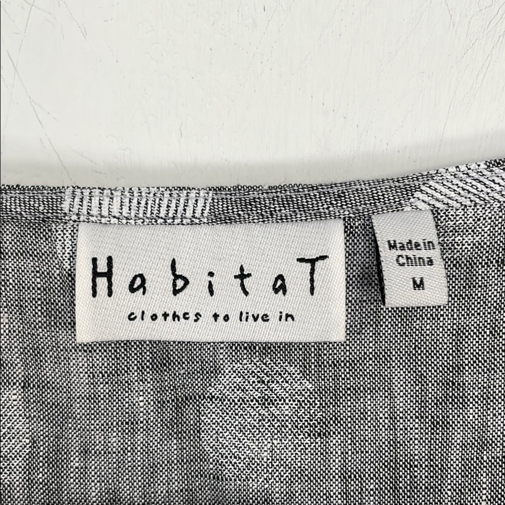 Habitat 100% Linen Gray and White Polka Dot Linen Shift Mini Dress Sz‎ M - Picture 3 of 10